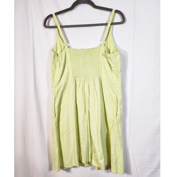 Old Navy Large $35 Chartreuse Lime Linen Cami Mini Dress Summer Bright - Picture 4 of 10